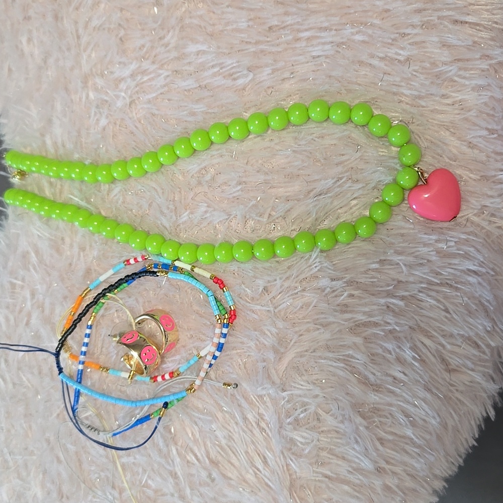 fun beaded necklace and bracelets earrings accessories